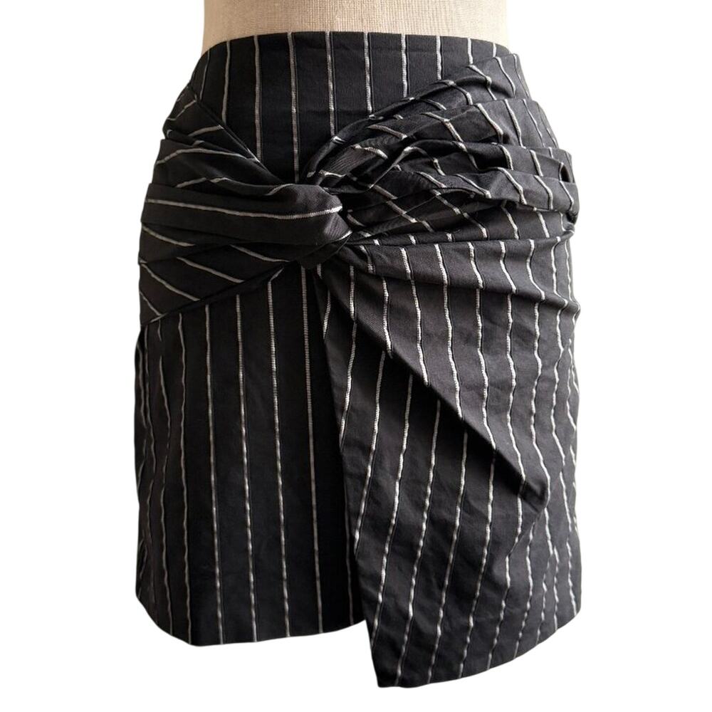 C/MEO Collective Pinstripe Twist Front Mini Skirt Size XS